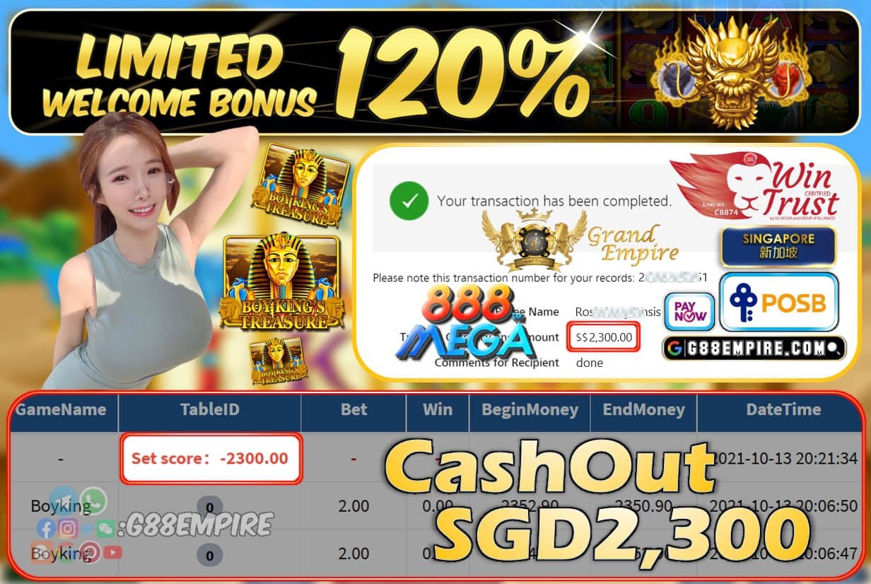 MEGA888 - BOYKING CASHOUT SGD2300 !!!