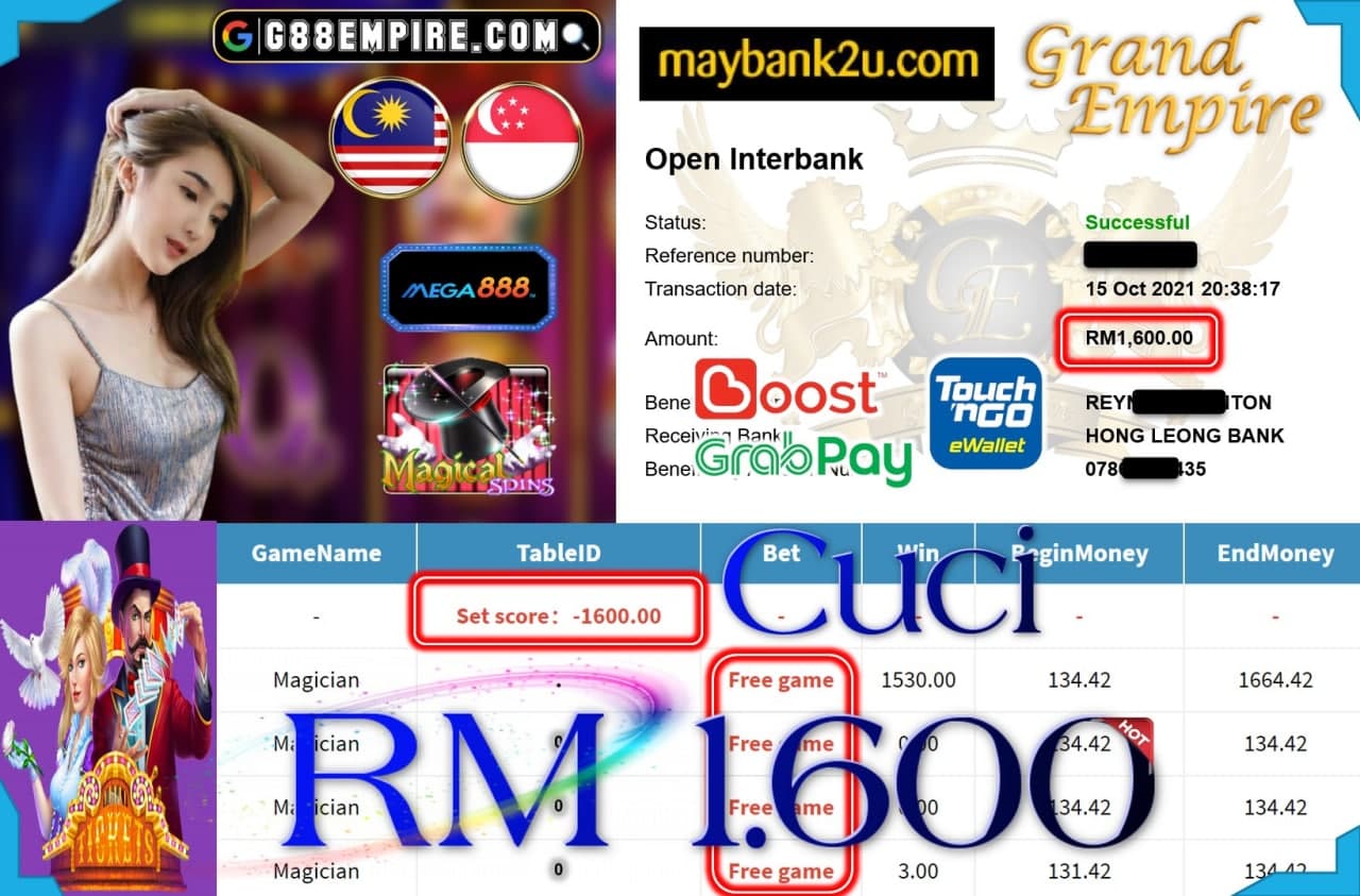 MEGA888 - MAGICIAN CUCI RM1,600!!!