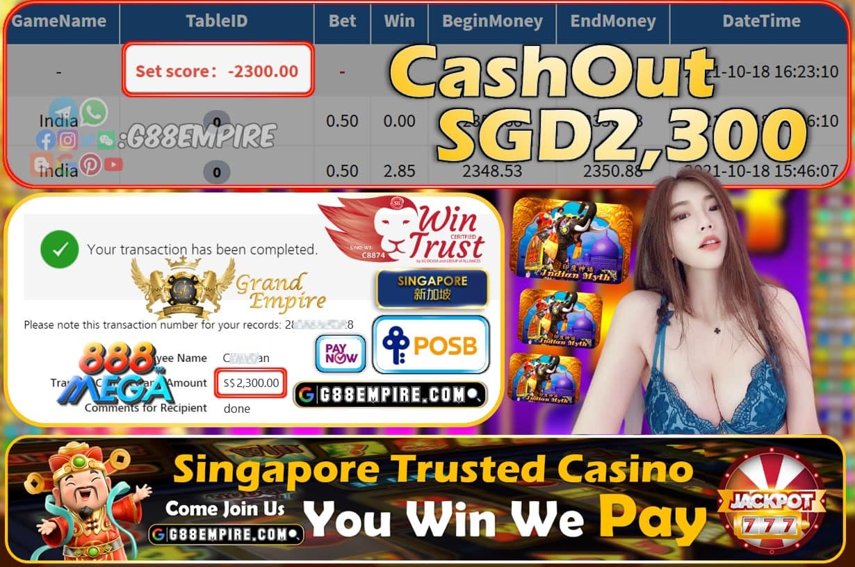 MEGA888 - INDIA CASHOUT SGD2300 !!!