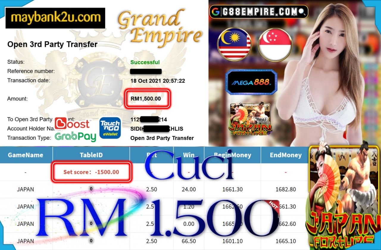 MEGA888 - JAPAN CUCI RM1,500!!!!