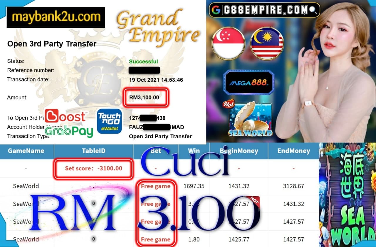 MEGA888 - SEAWORLD CUCI RM3,100 !!!