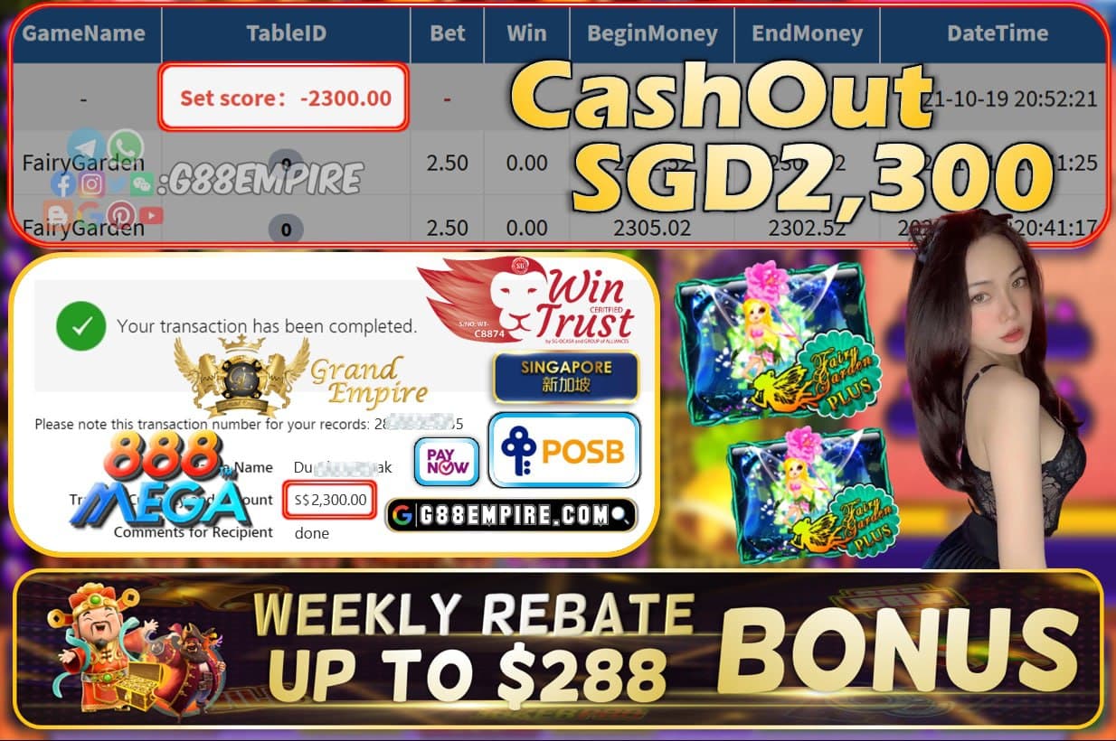 MEGA888 - FAIRYGARDEN CASHOUT SGD2300 !!!