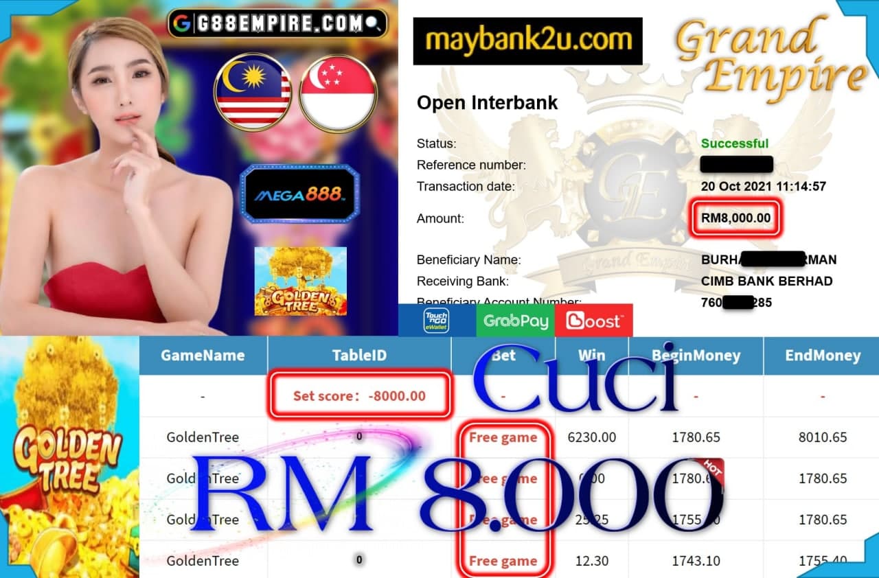 MEGA888 - GOLDENTREE CUCI RM8,000!!!