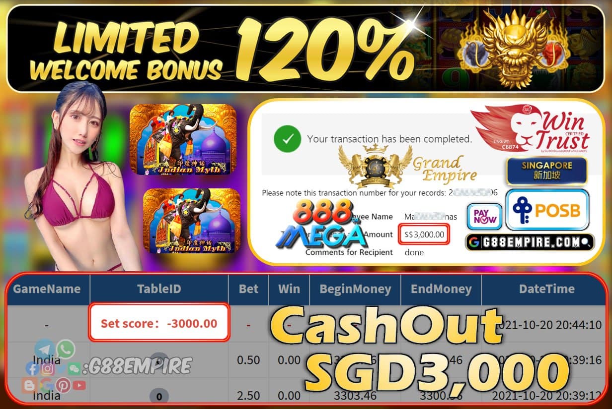 MEGA888 - INDIA CASHOUT SGD3000 !!!