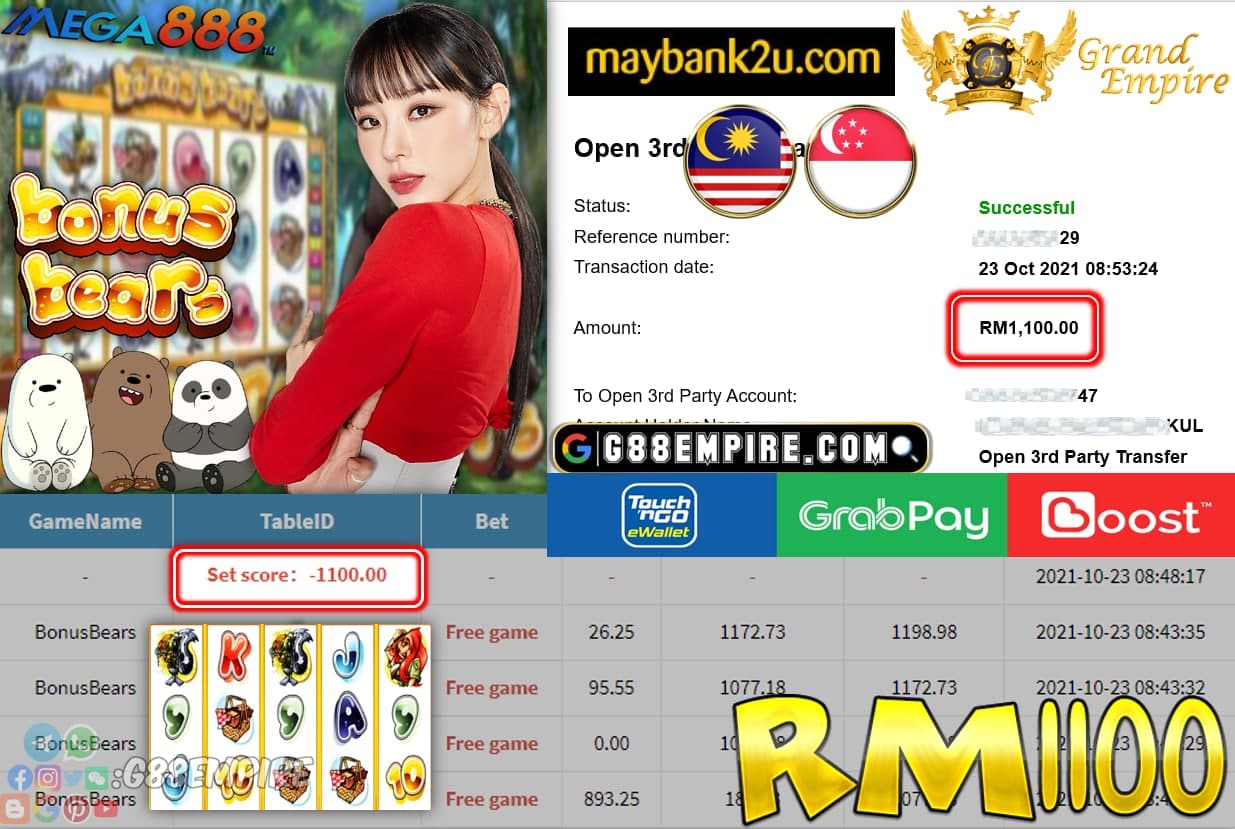 MEGA888 - BONUSBEARS CUCI RM1,100 !!!