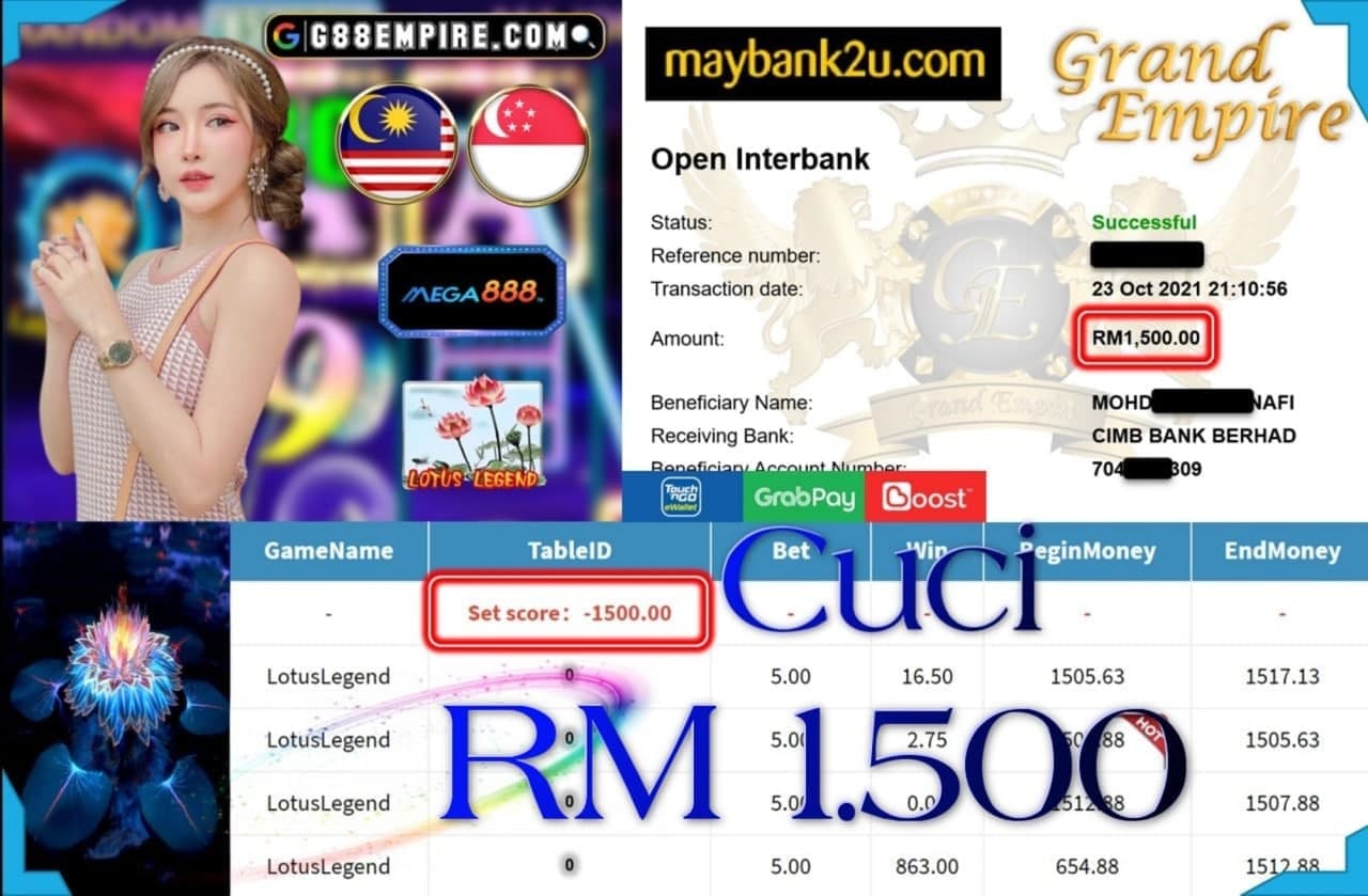 MEGA888 - LOTUS LEGEND CUCI RM1,500!!!