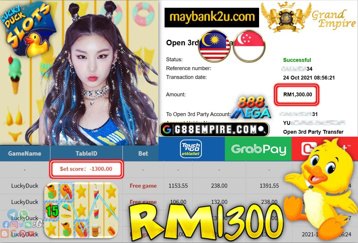 MEGA888 -  LUCKYDUCK CUCI RM1,300!!!