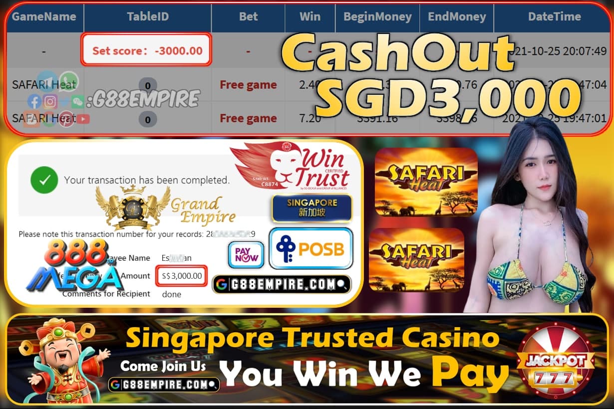 MEGA888 - SAFARI CASHOUT SGD3000 !!!