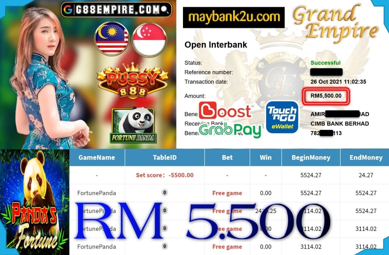 PUSSY888 - FORTUNEPANDA CUCI RM5,500 !!!