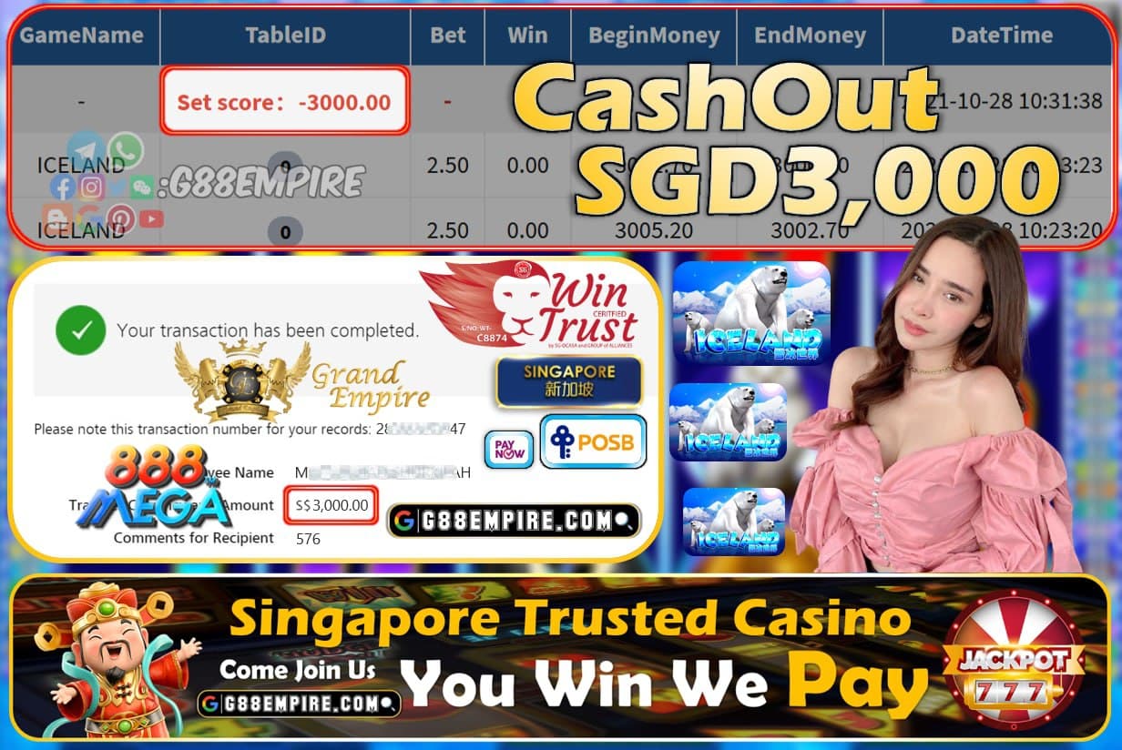 MEGA888 - ICELAND CASHOUT SGD3000!!!