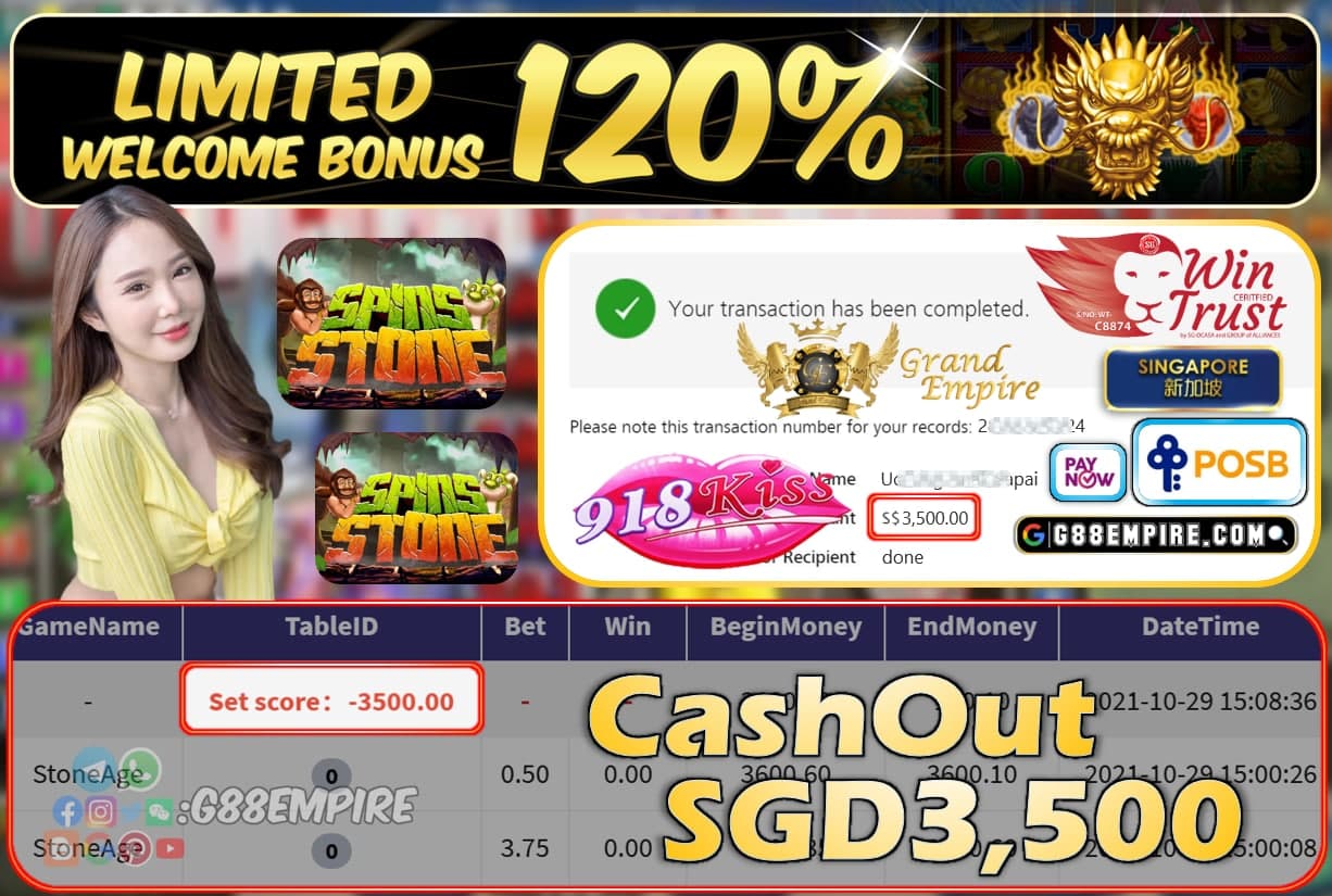 918KISS - STONEAGE CASHOUT SGD3500 !!!