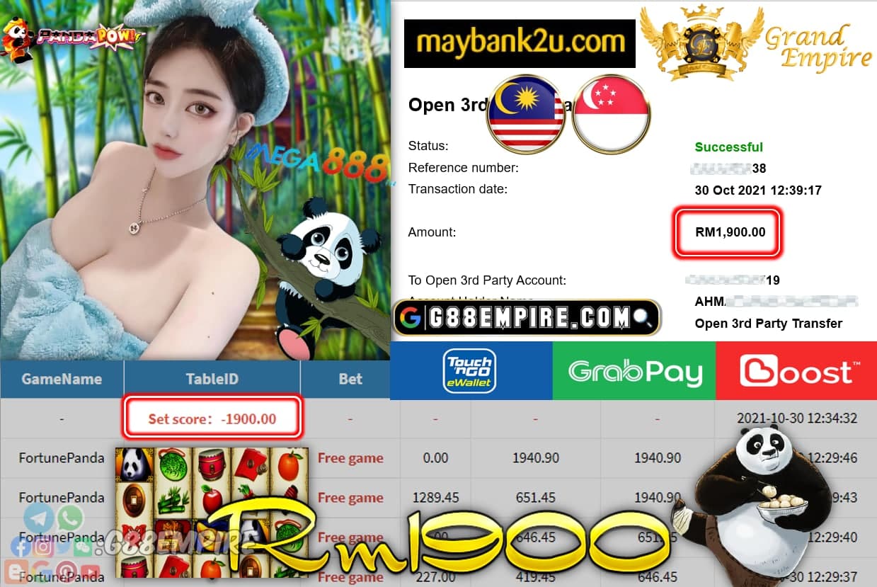 MEGA888  - FORTUNEPANDA CUCI RM1,900 !!!