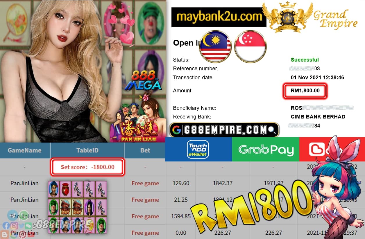 MEGA888  - PANJINLIAN  CUCI RM1,800 !!!