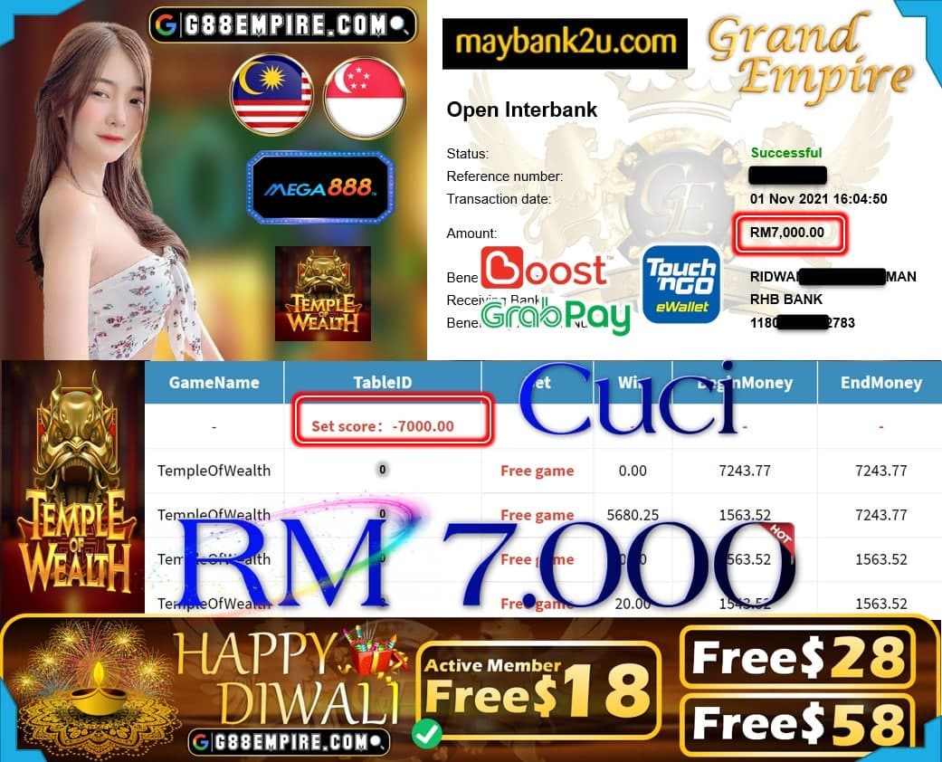 MEGA888 - TEMPLEOFWEALTH CUCI RM7,000 !!!