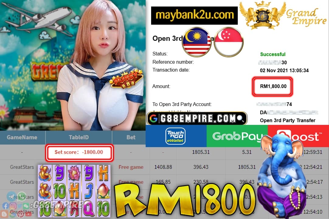 PUSSY888 - GREATSTARS  CUCI RM1,800 !!!