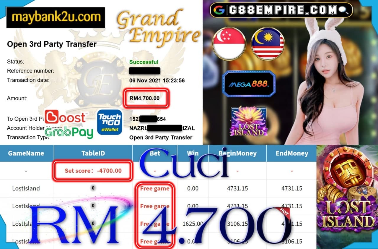 MEGA888 - LOSTISLAND CUCI RM4,700 !!!