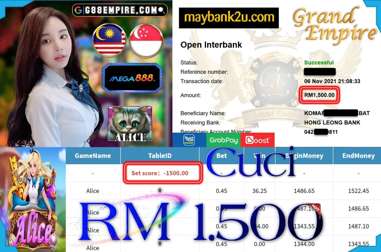 MEGA888 - ALICE CUCI RM1,500 !!!