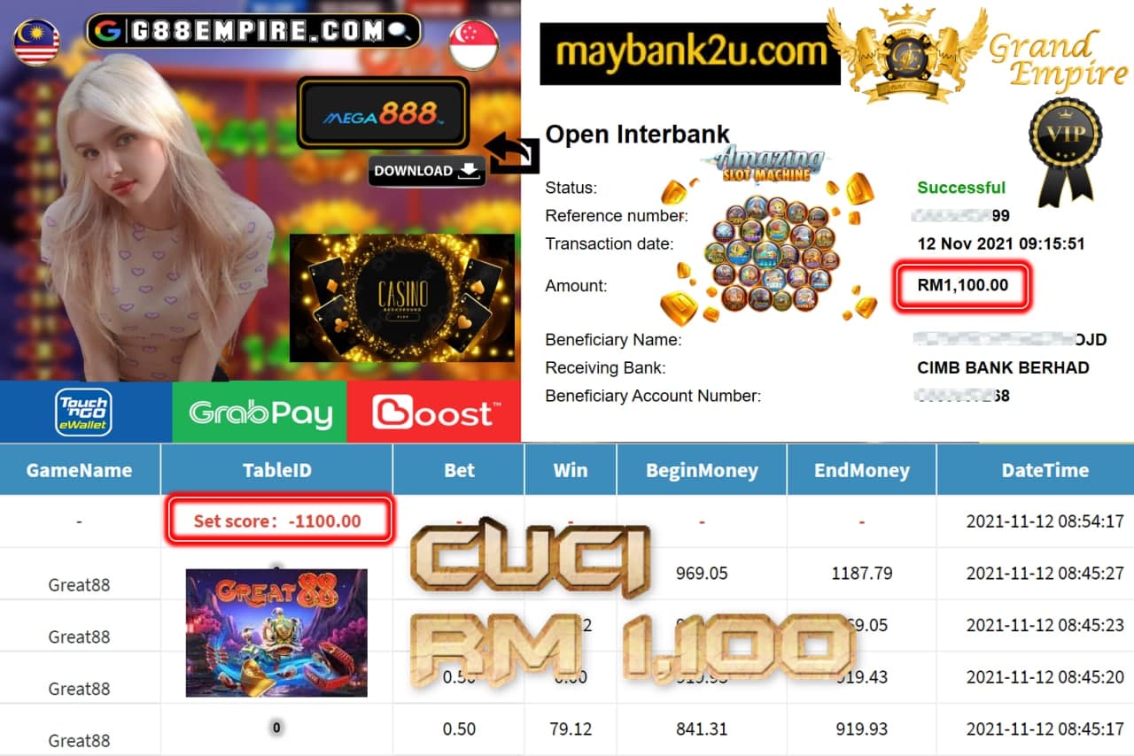 MEGA888 - GREAT88  CUCI RM 1.100!!!