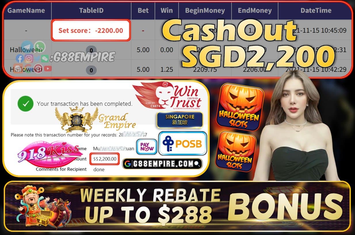 918KISS - HALLOWEEN CASHOUT SGD2200 !!!