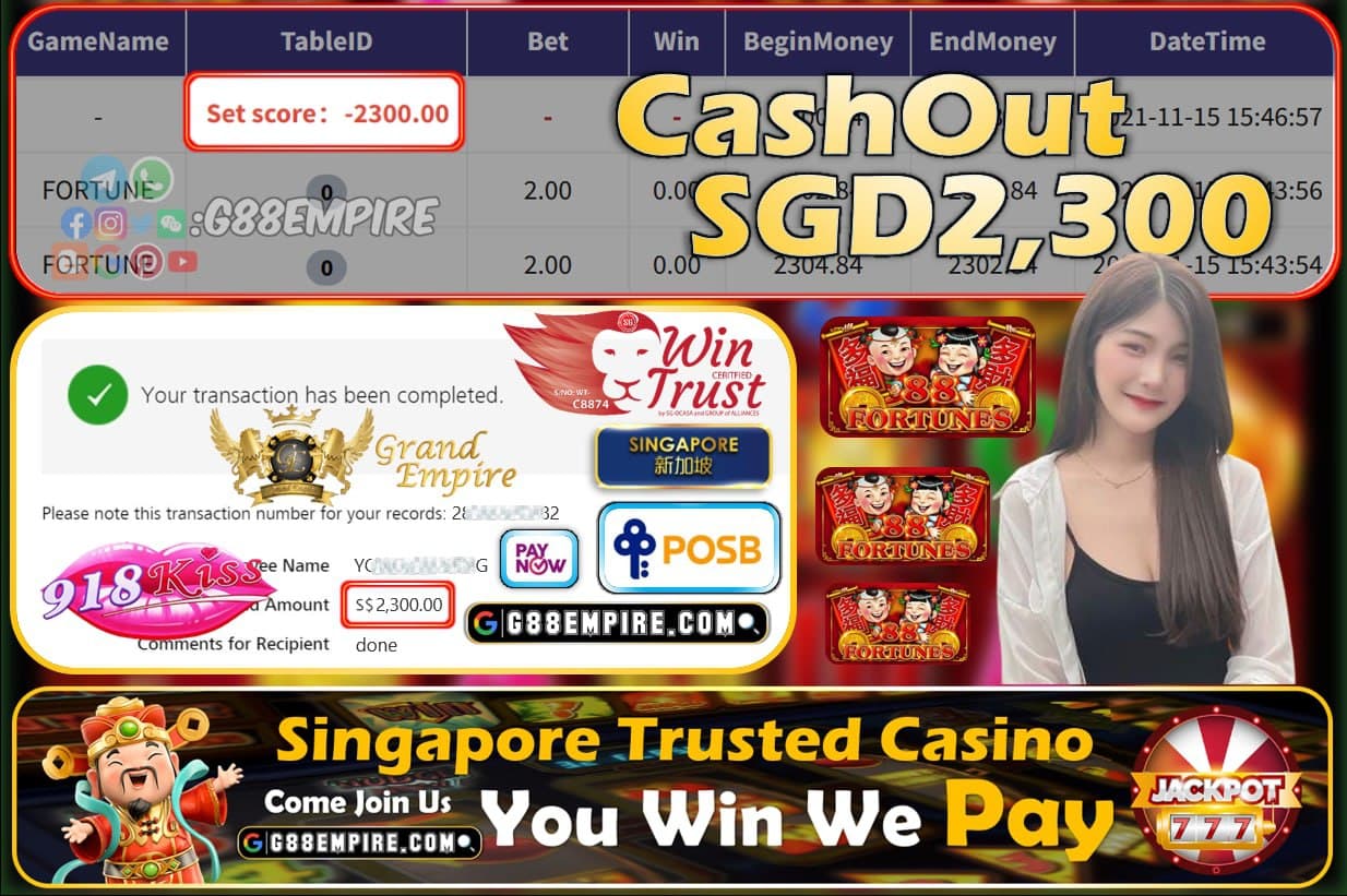 918KISS - FORTUNE CASHOUT SGD2300 !!!