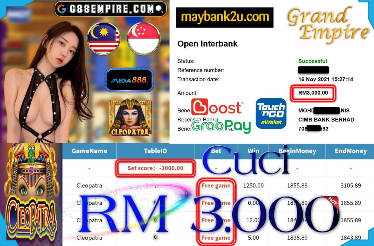 MEGA888 - CLEOPATRA CUCI RM3,000 !!!