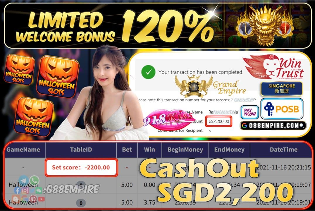 918KISS - HALLOWEEN CASHOUT SGD2200 !!!