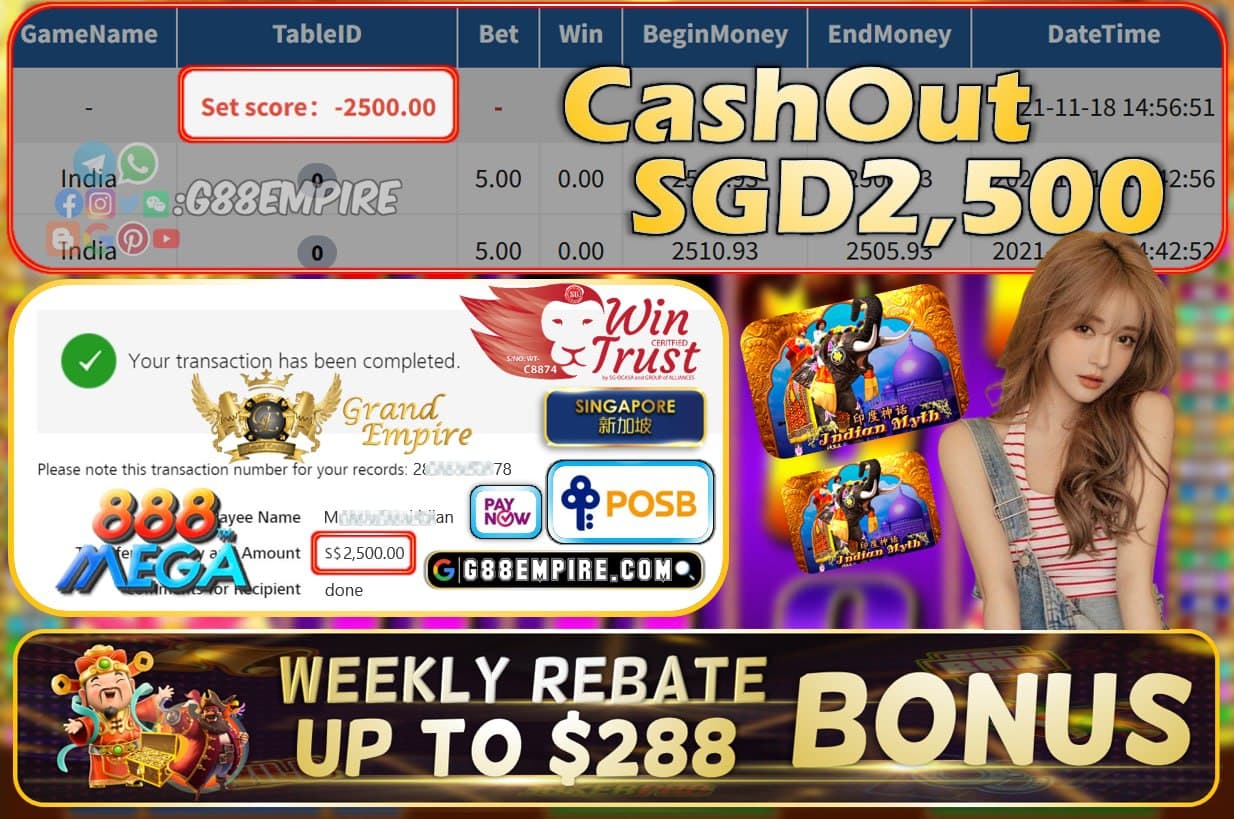 MEGA888 - INDIA CASHOUT SGD2500!!!