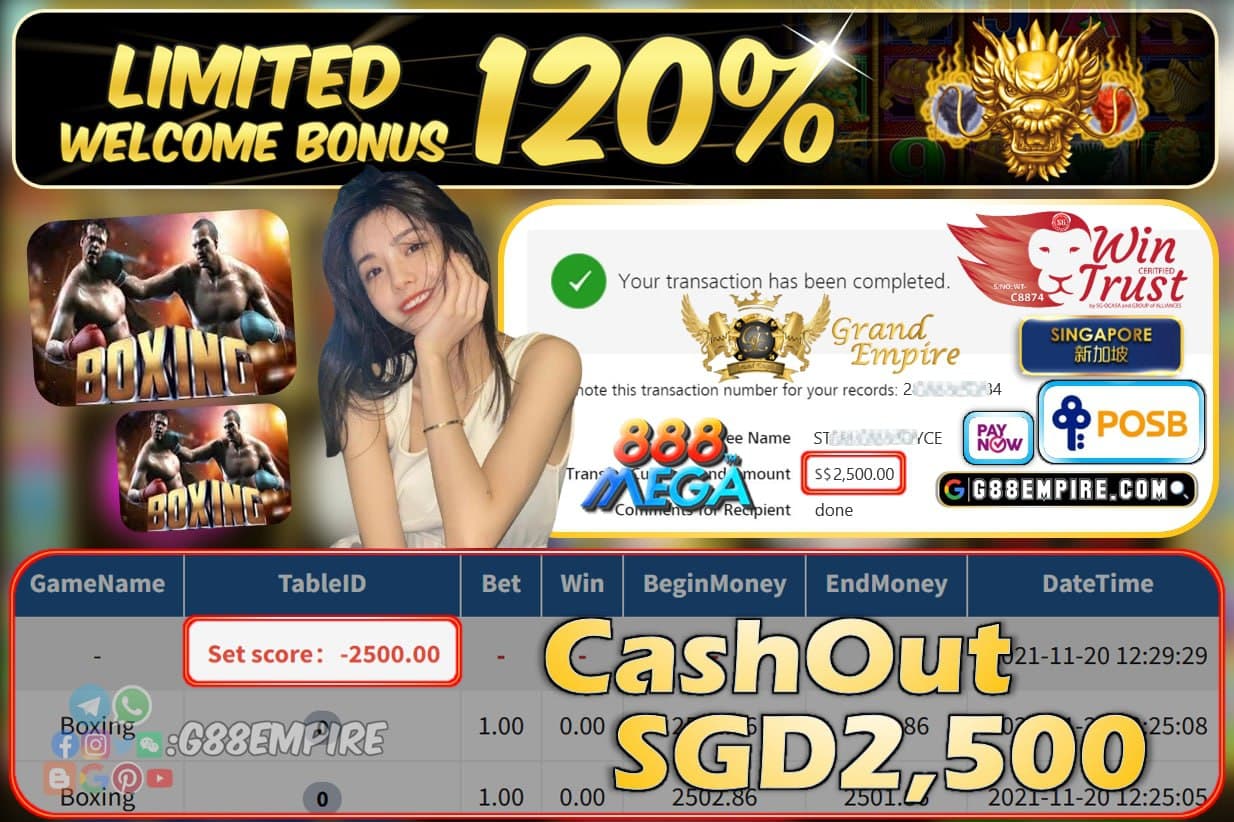 MEGA888 - BOXING CASHOUT SGD2500 !!!