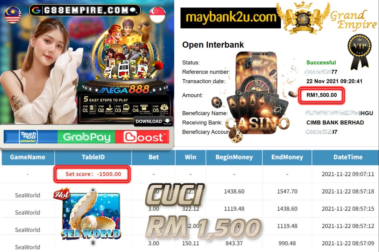 MEGA888 - SEAWORLD CUCI RM1,500 !!!