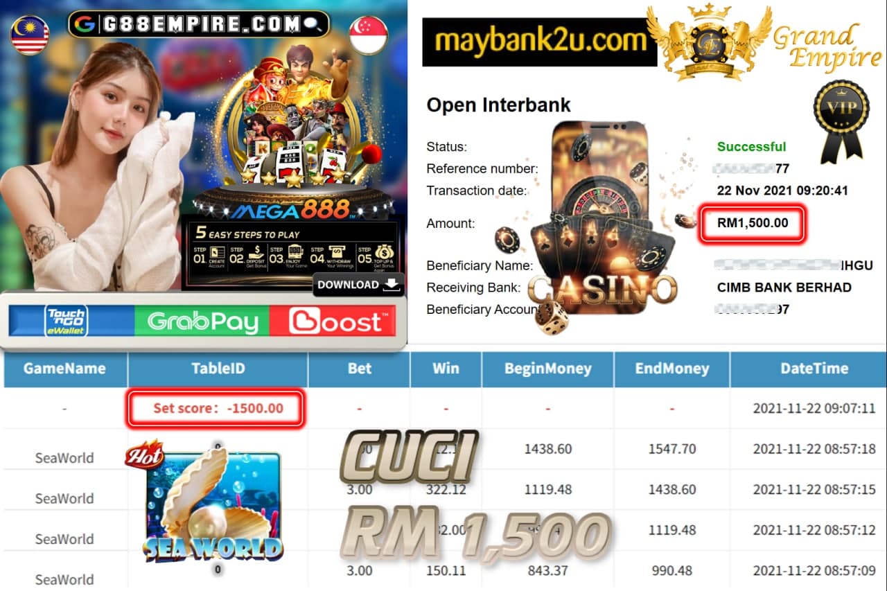 MEGA888 - SEAWORLD CUCI RM1,500 !!!