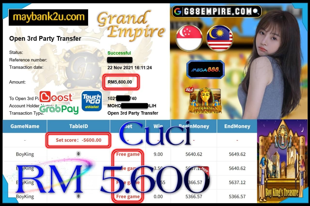 MEGA888 - BOYKING CUCI RM5,600 !!!