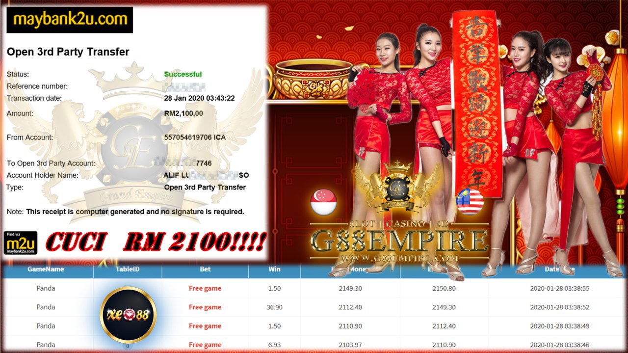 MEMBER MAIN PUSSY888 PANDA DPT CUCI RM2100!!!!!!