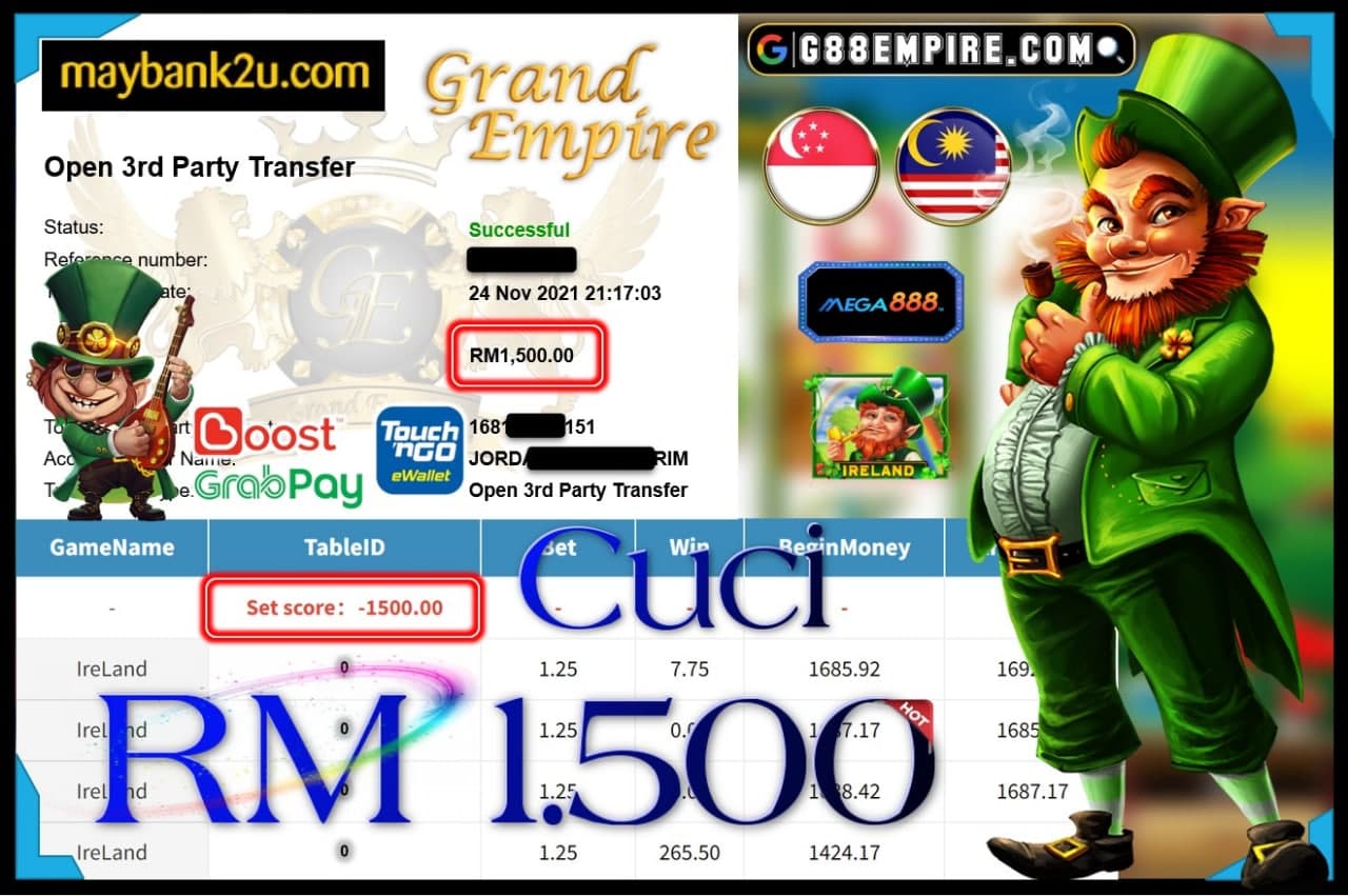 MEGA888 - IRELAND CUCI RM1,500 !!!