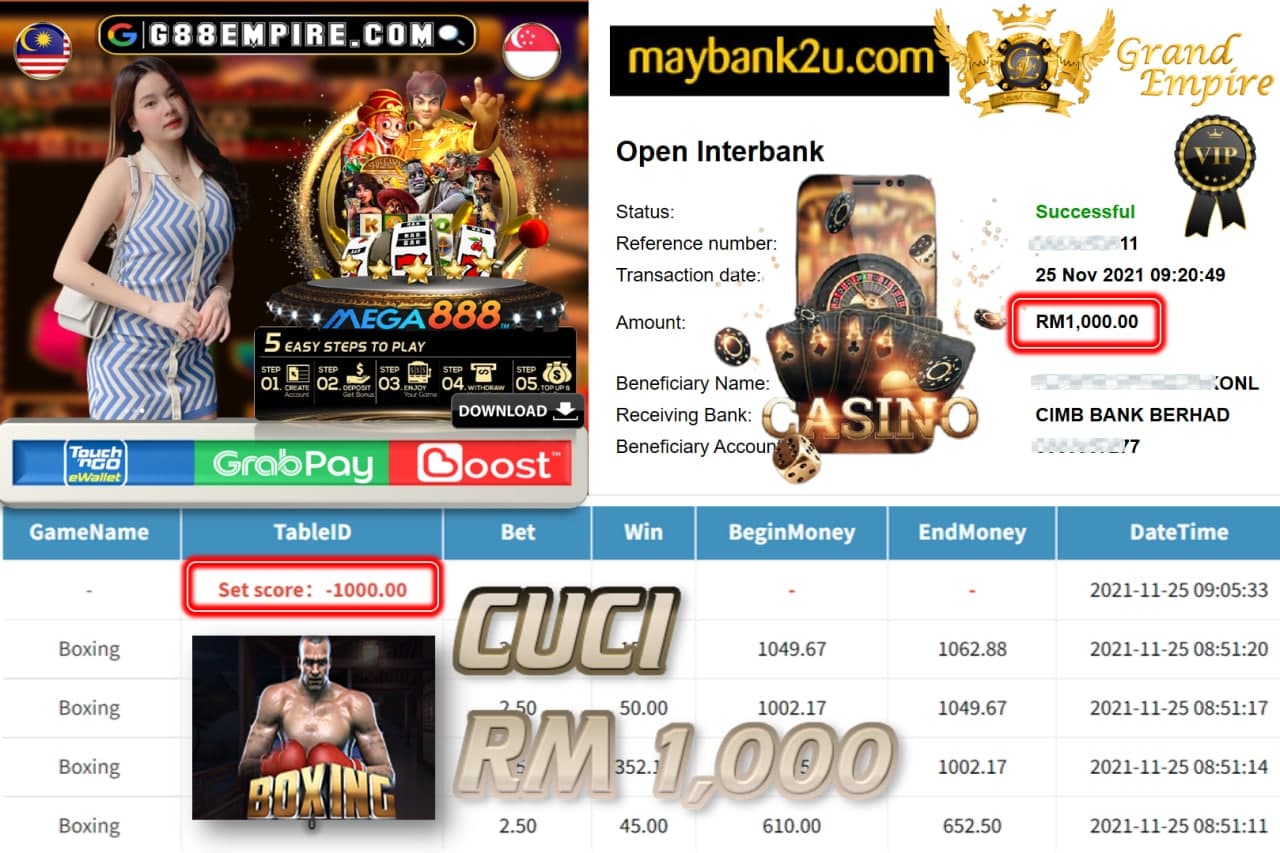 MEGA888  - BOXING CUCI RM1,000 !!!