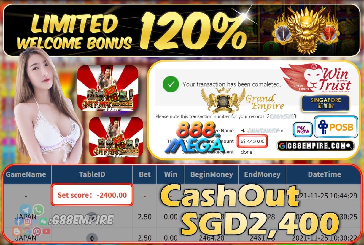 MEGA888 - JAPAN CASHOUT SGD2400 !!!