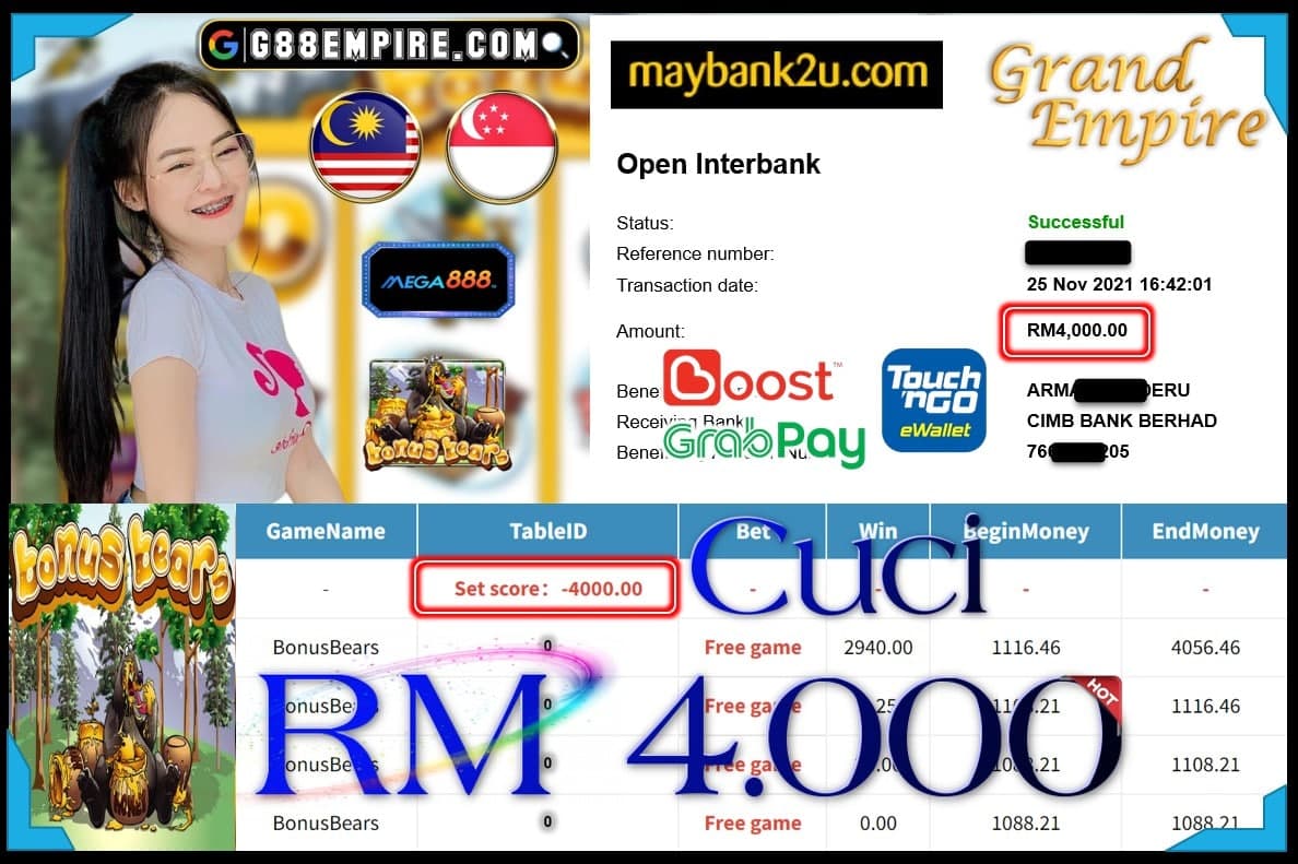 MEGA888 - BONUSBEARS CUCI RM4,000 !!!