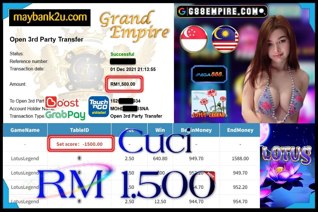 MEGA888 - LOTUSLEGEND CUCI RM1,500 !!!