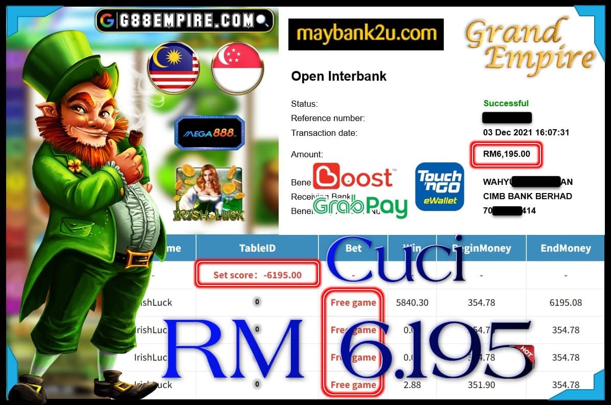 MEGA888 - IRISHLUCK CUCI RM6,195 !!!