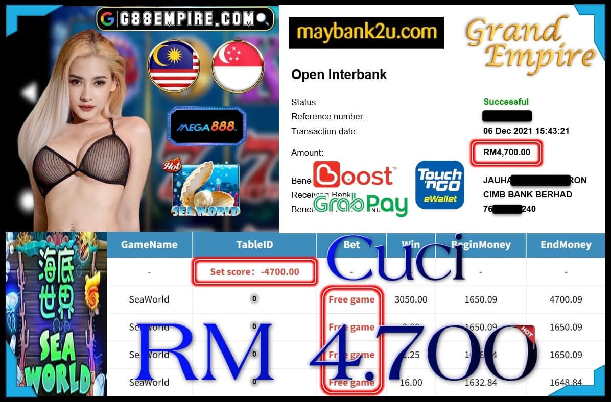 MEGA888 - SEAWORLD CUCI RM4,700 !!!