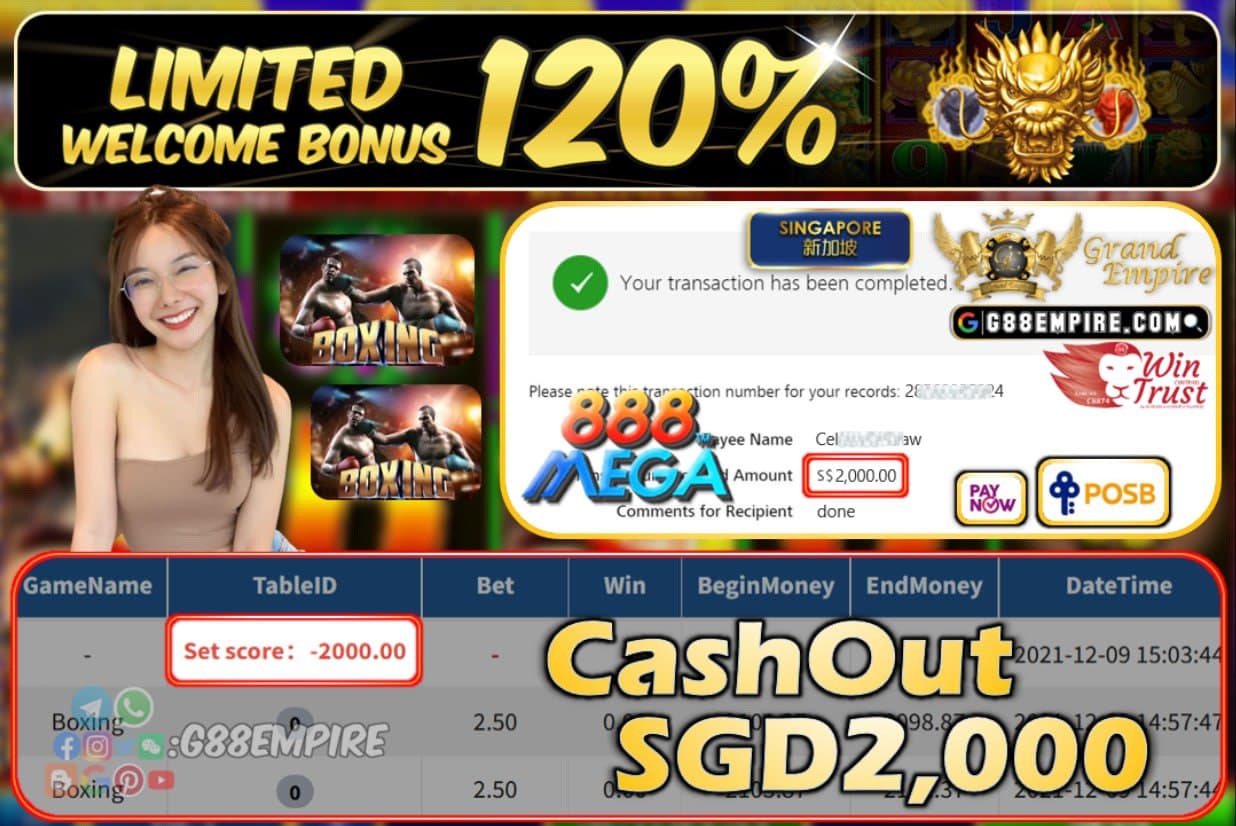 MEGA888 - BOXING CASHOUT SGD2000 !!!