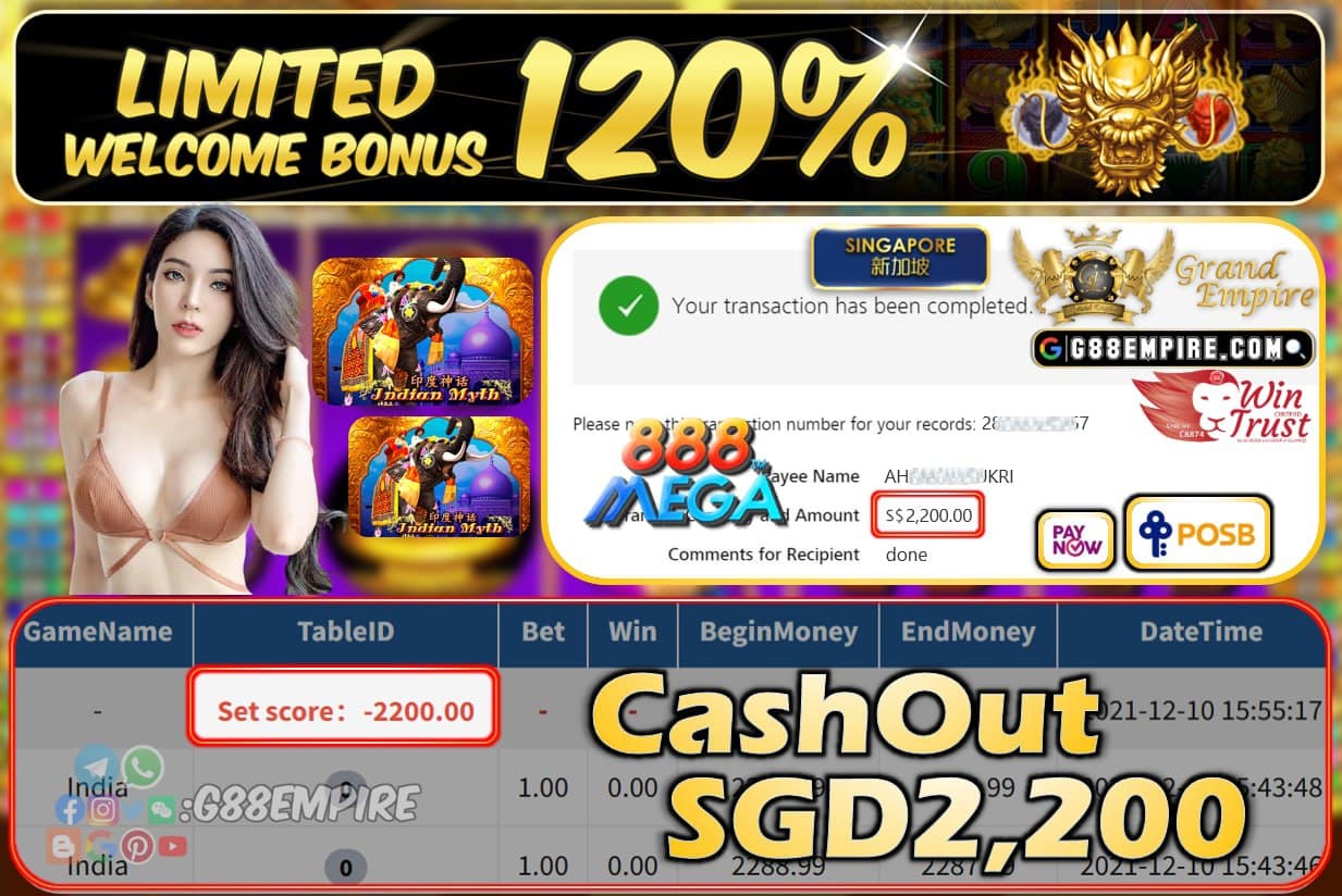 MEGA888 - INDIA CASHOUT SGD2200 !!!