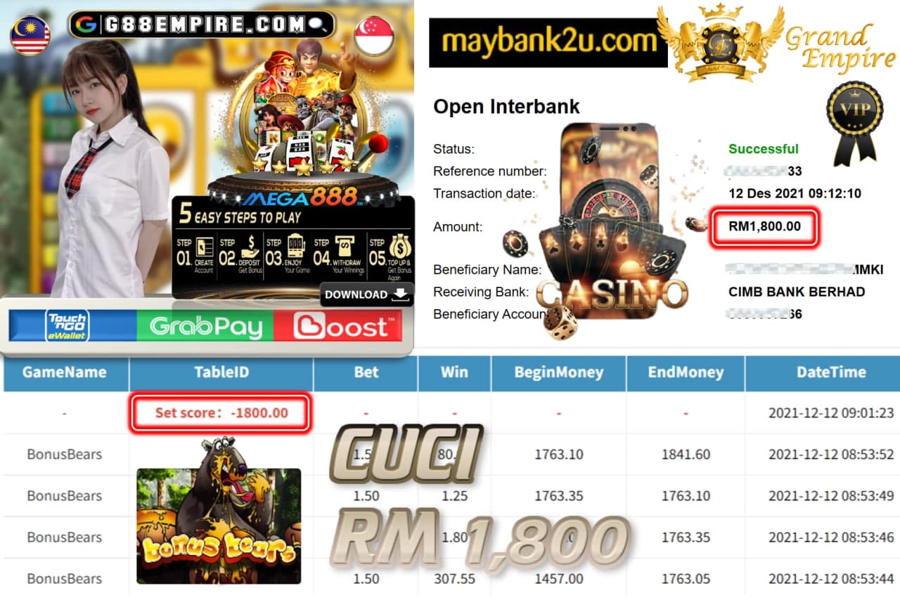 MEGA888 - BONUSBEARS CUCI RM1,800 !!!