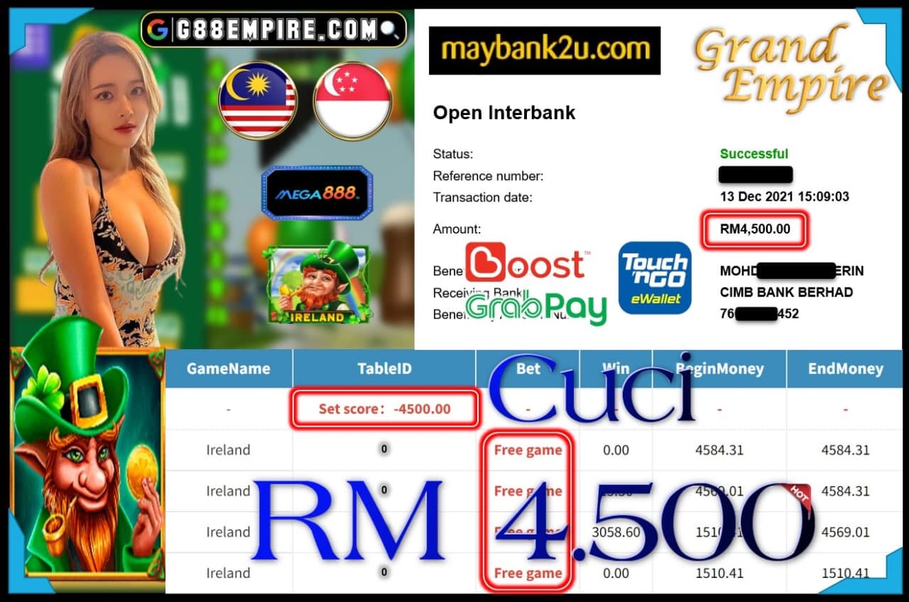 MEGA888 - IRELAND CUCI RM4,500 !!!