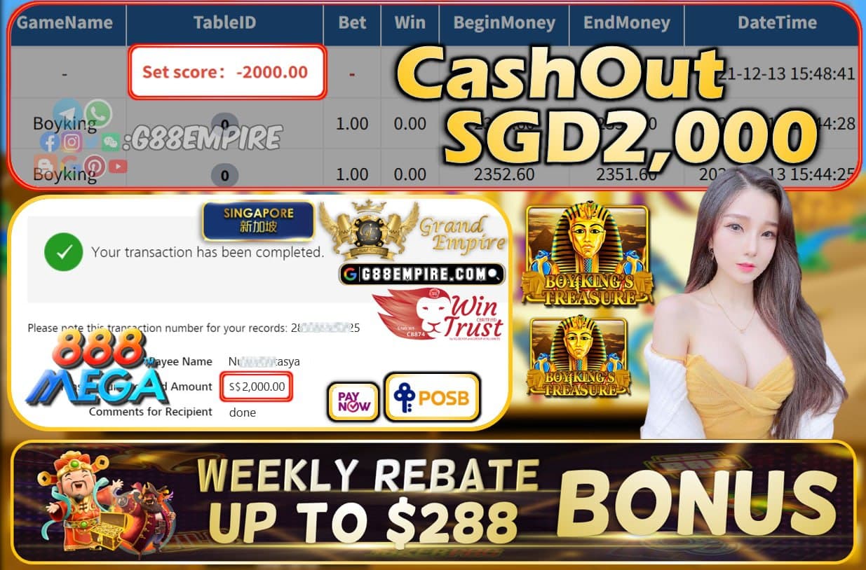 MEGA888 - BOYKING CASHOUT SGD2000 !!!