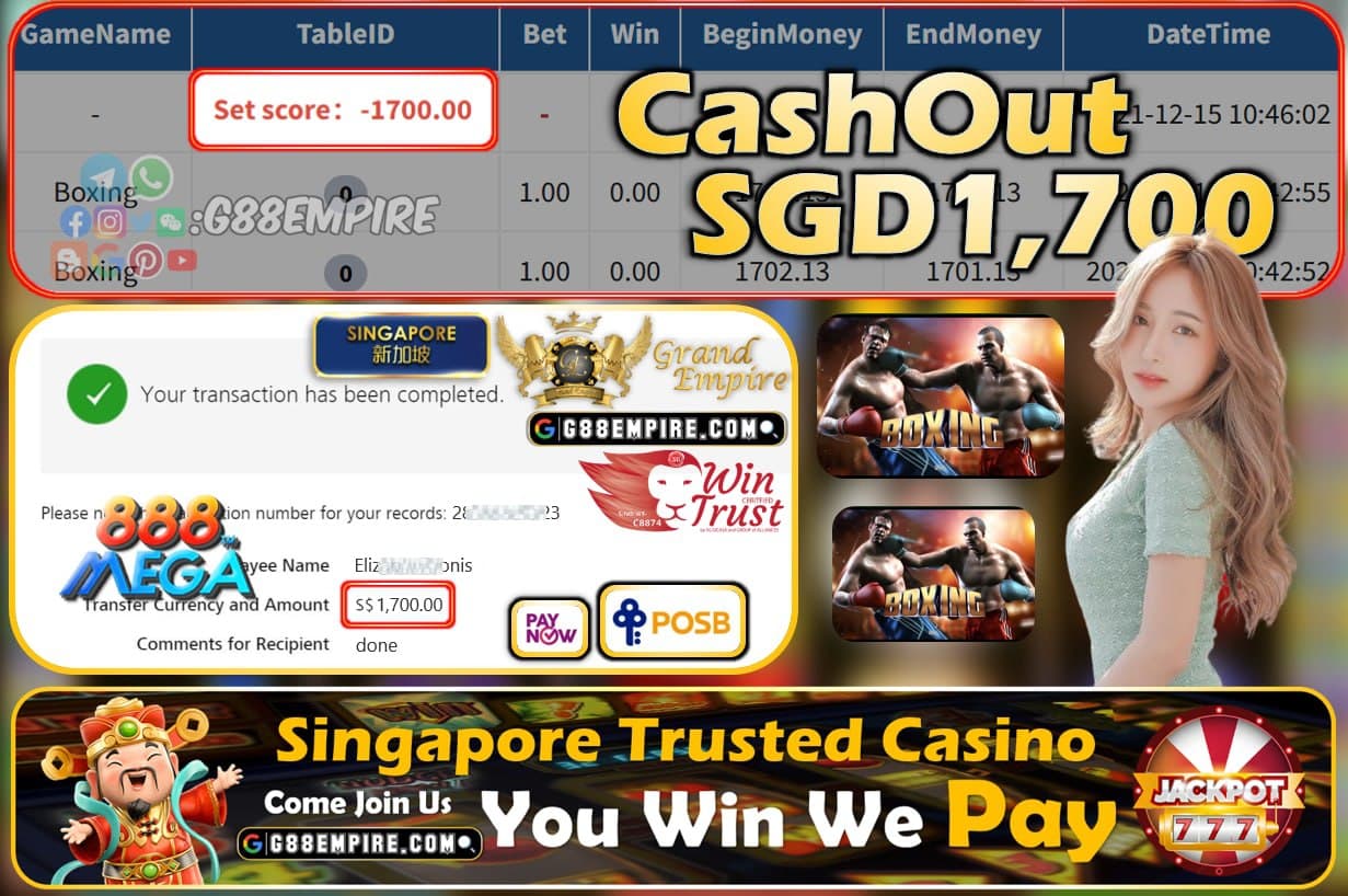 MEGA888 - BOXING CASHOUT SGD1700 !!!