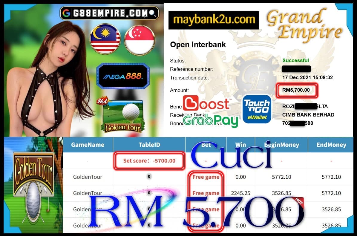 MEGA888 - GOLDENTOUR CUCI RM5,700 !!!