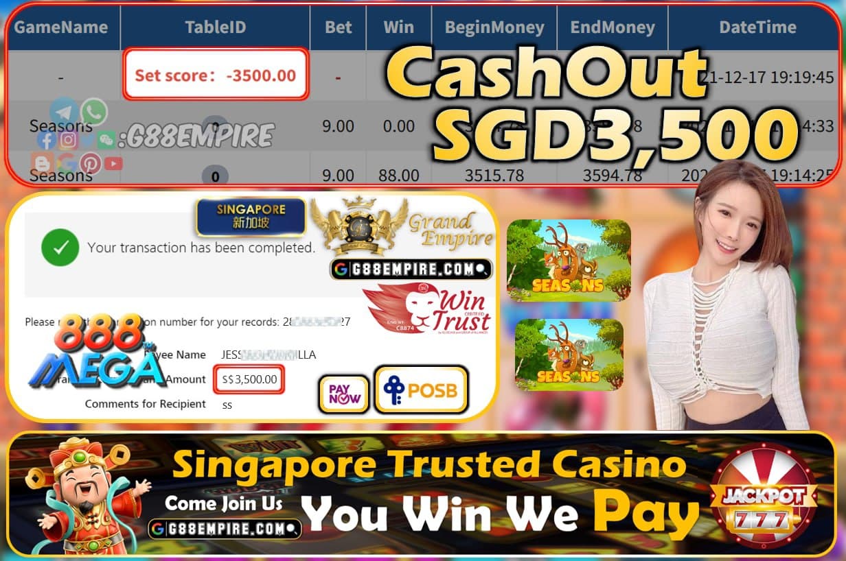 MEGA888 - SEASONS CASHOUT SGD3500 !!!