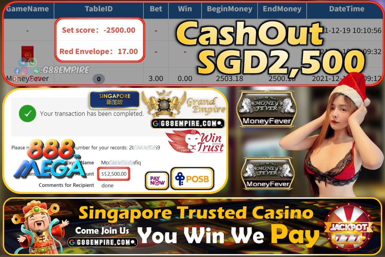 MEGA888 - MONEYFEVER CASHOUT SGD2500 !!!