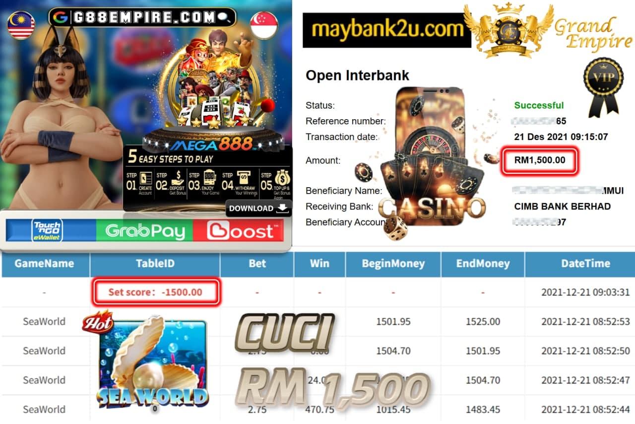 MEGA888 - SEAWORLD CUCI RM1,500 !!!