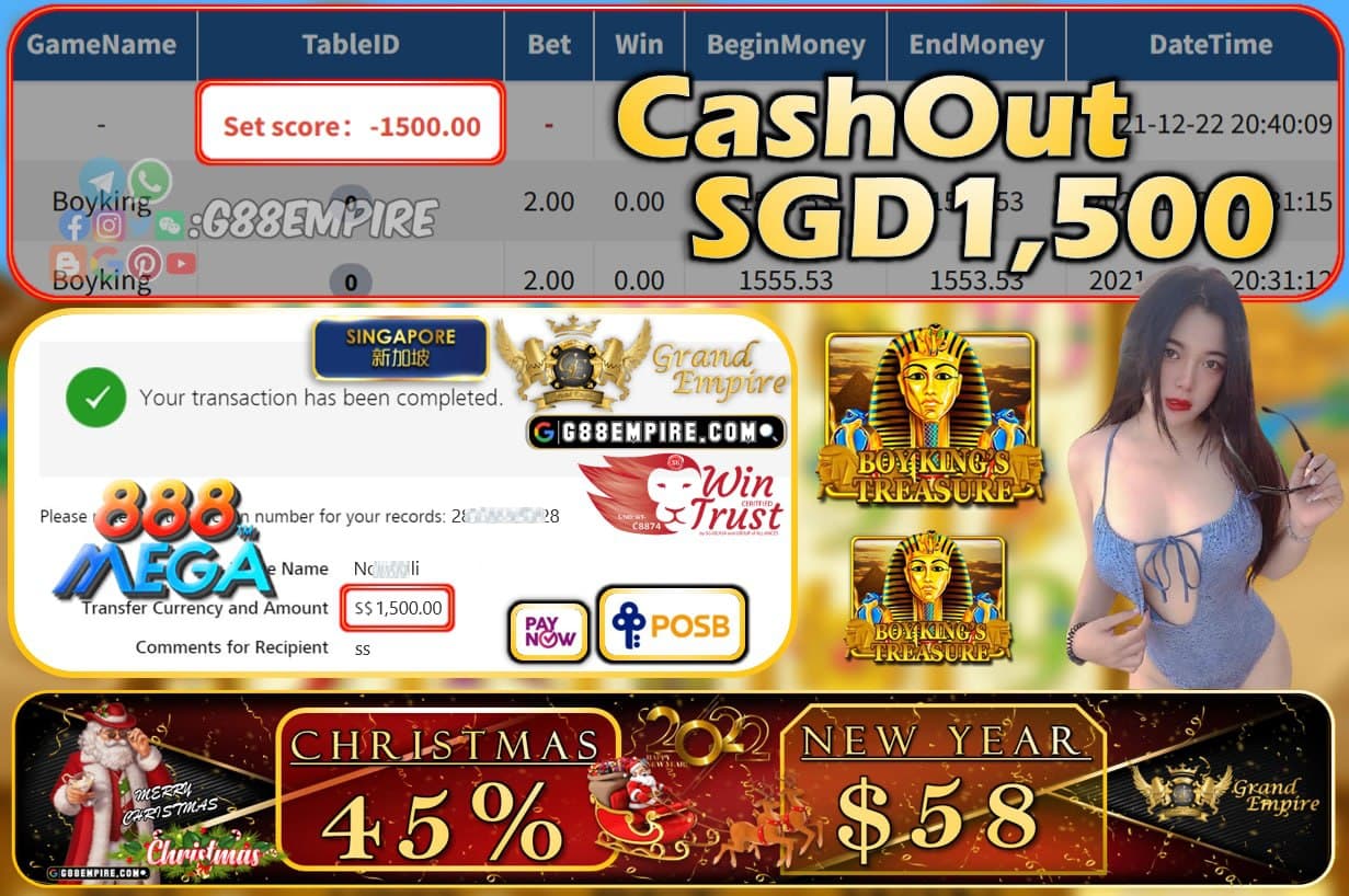 MEGA888 - BOYKING CASHOUT SGD1500 !!!